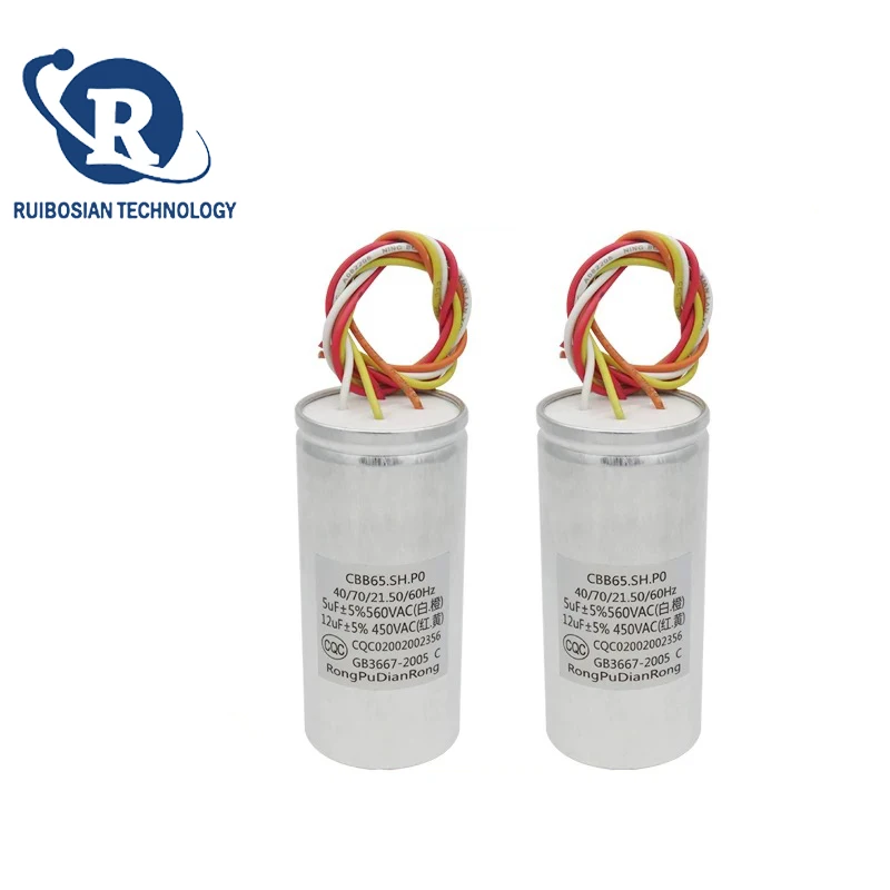 CBB65 5UF+12UF 450V Original Haier two-cylinder washing machine start capacitor 4 wire aluminum shell explosion-proof