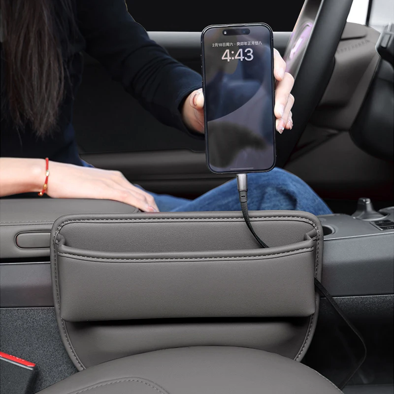 Car Seat Crevice Storage Box For Hyundai Sonata LF Palisade Key Card Phone Reserved Charging Multi-function Pocket Organizer Bag 4