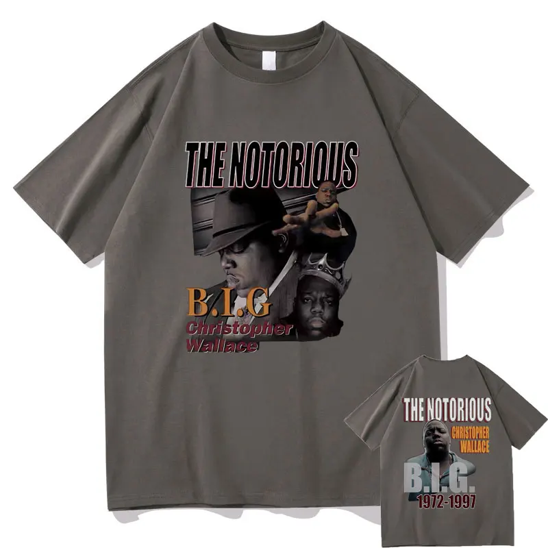 Rapper The Notorious Big Double Sided Graphic T-shirt Men Biggie Smalls Print Tshirt Men Fashion Hip Hop Oversized Short Sleeve