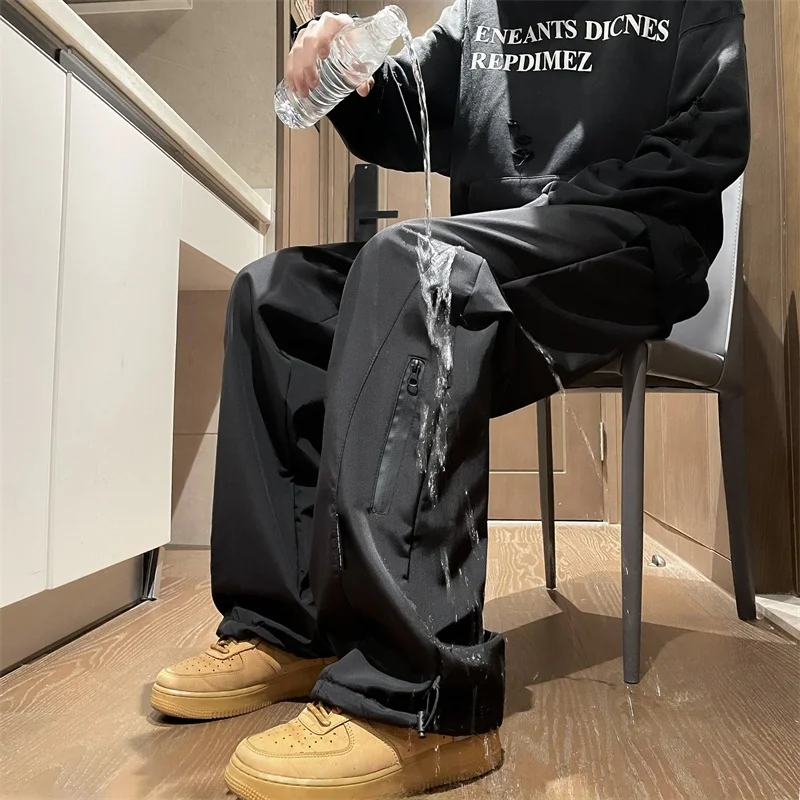 

Men's Straight Leg Fce Lined Thiened Autumn Winter Outdoor Windproof Waterproof Casual Trousers Comfortable Loose Fit