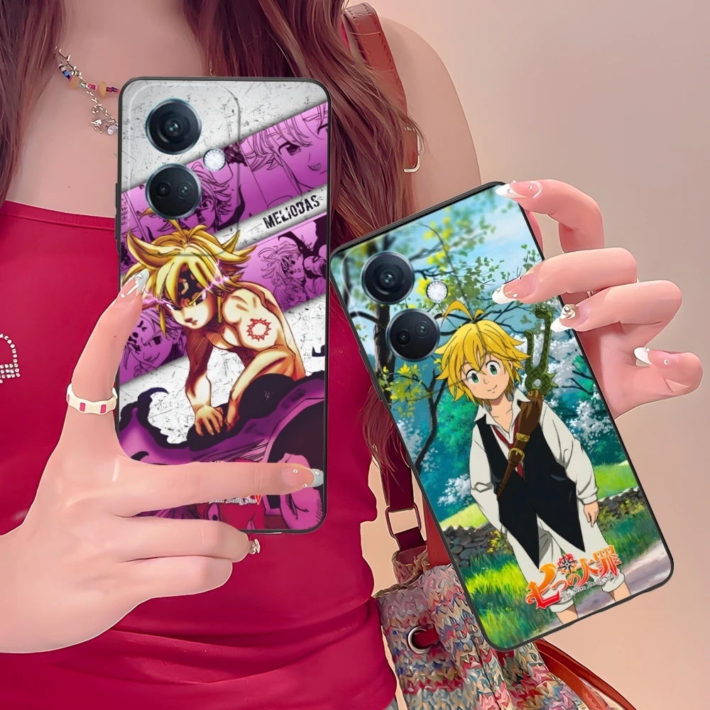 Seven Deadly Sins Meliodas Cell Phone Case for OPPO Find X5 X3 X2 A93 Reno 8 7 Pro A74 A72 A53 Black Soft Phone Cover Shell