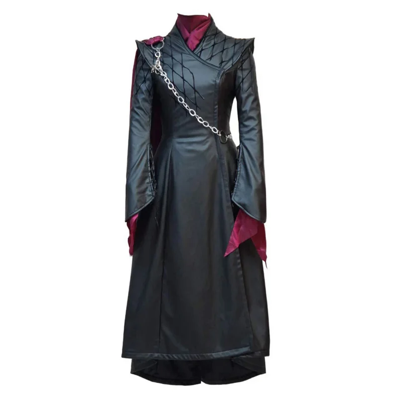 Movie House Dragon Daenerys Cosplay Costume Black Dresse Full Set Lady Suit Outfits for Women Halloween Party Roleplay