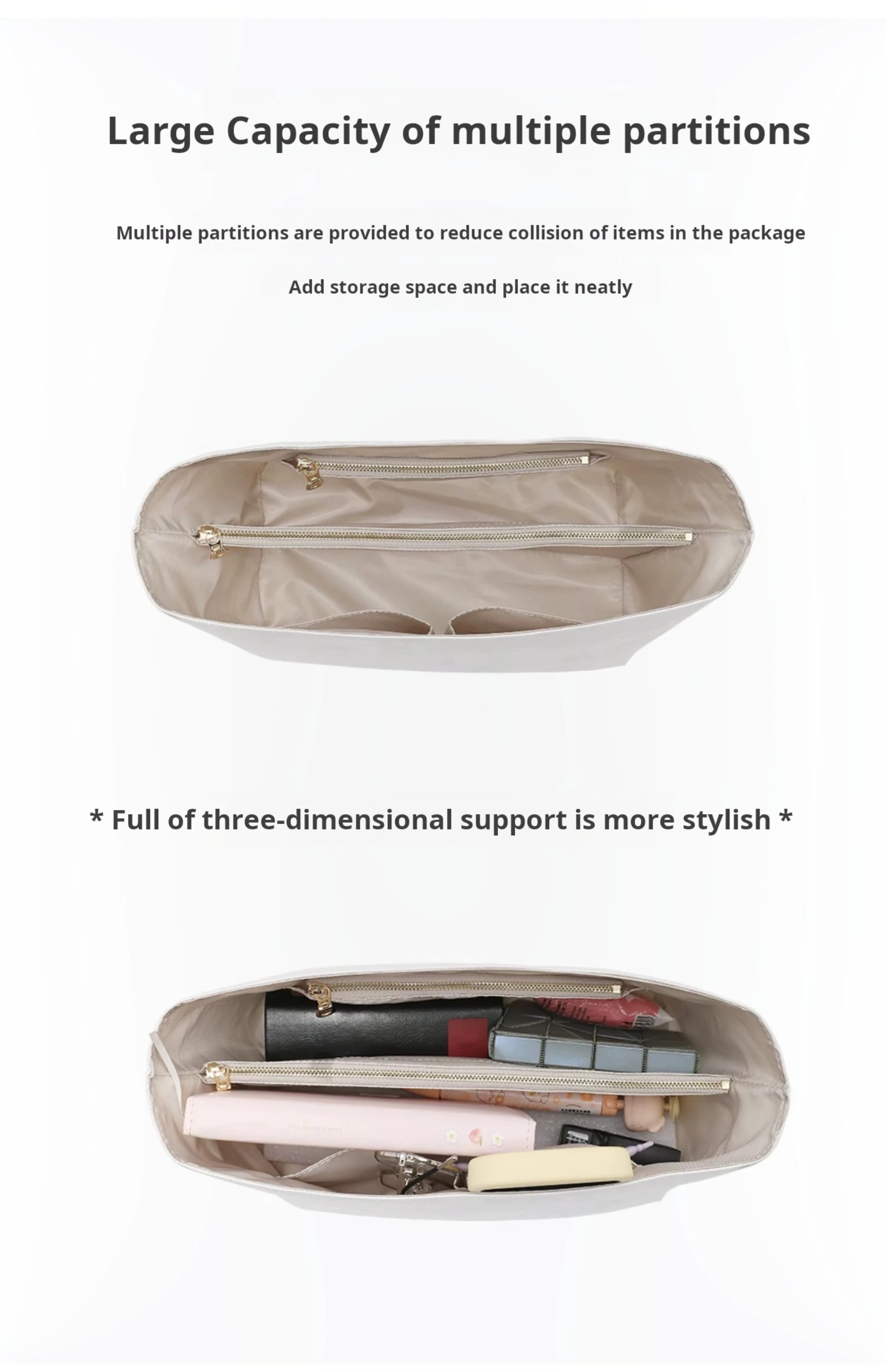 Inserto organizador de bolso para bolsos, organizador de bolsa de fieltro para bolso y bolso, compatible con longchamp