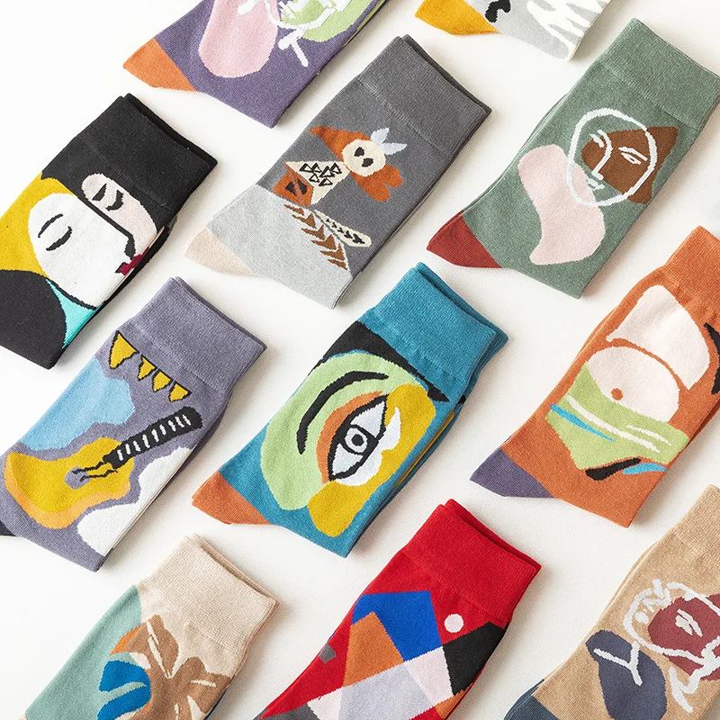 1Pair Cotton Elegant Korea Cute Fashion Girls Funny Face Eyes Cats Happy Socks Harajuku Skateboard Women Lovely Skirt Sox Summer