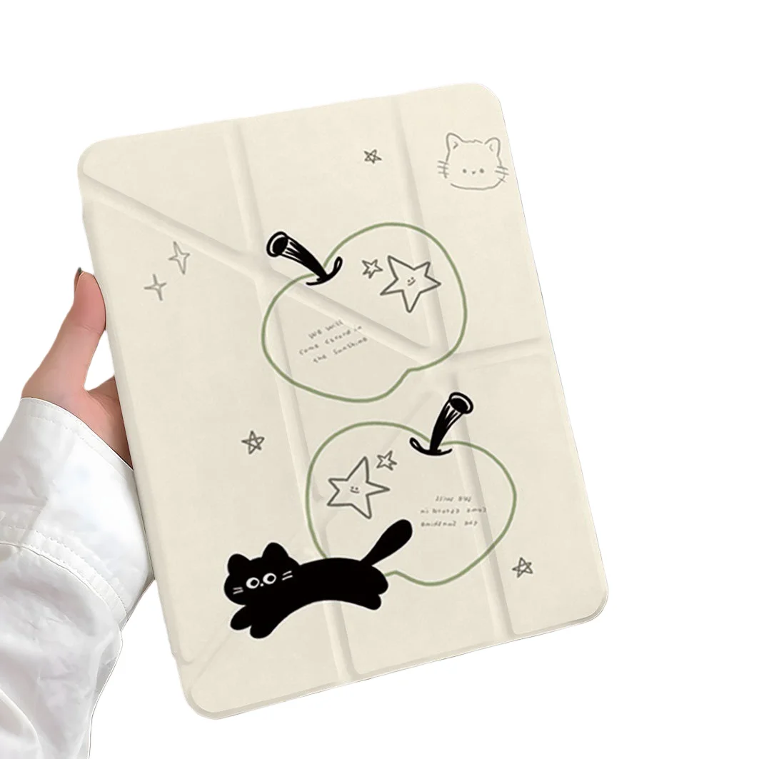Apple Cat Pen Slot Tablet Case For Mini 7 6 iPad Pro 2024 2022 2021 2020 2019 2018 2017 11 10 9 8 7 6 5 Air7 6 5 4 3 2 1 Cover
