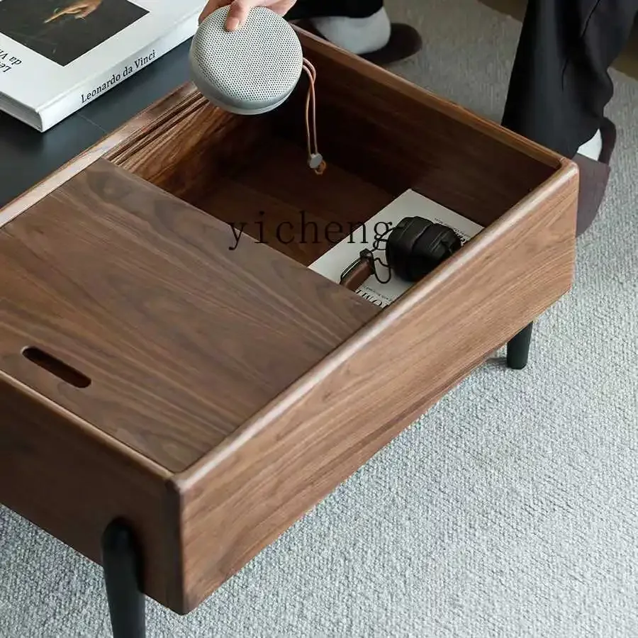DSAzz black walnut coffee table TV cabinet modern simple living room square table rock slab edge table