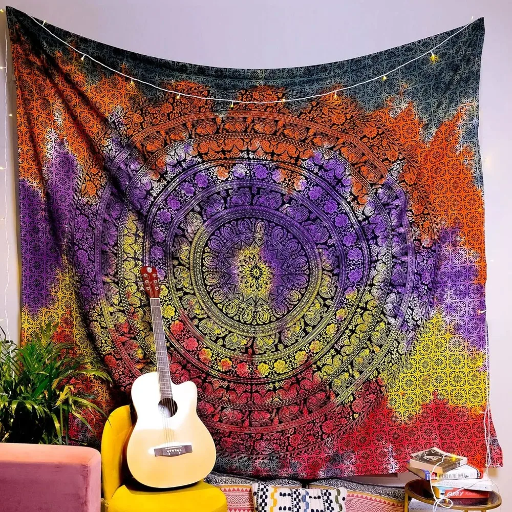 VIKAMA Boho Mandala Wall Tapestry Hippie Style Art Cloth for Home Bedroom Living Room Decoration