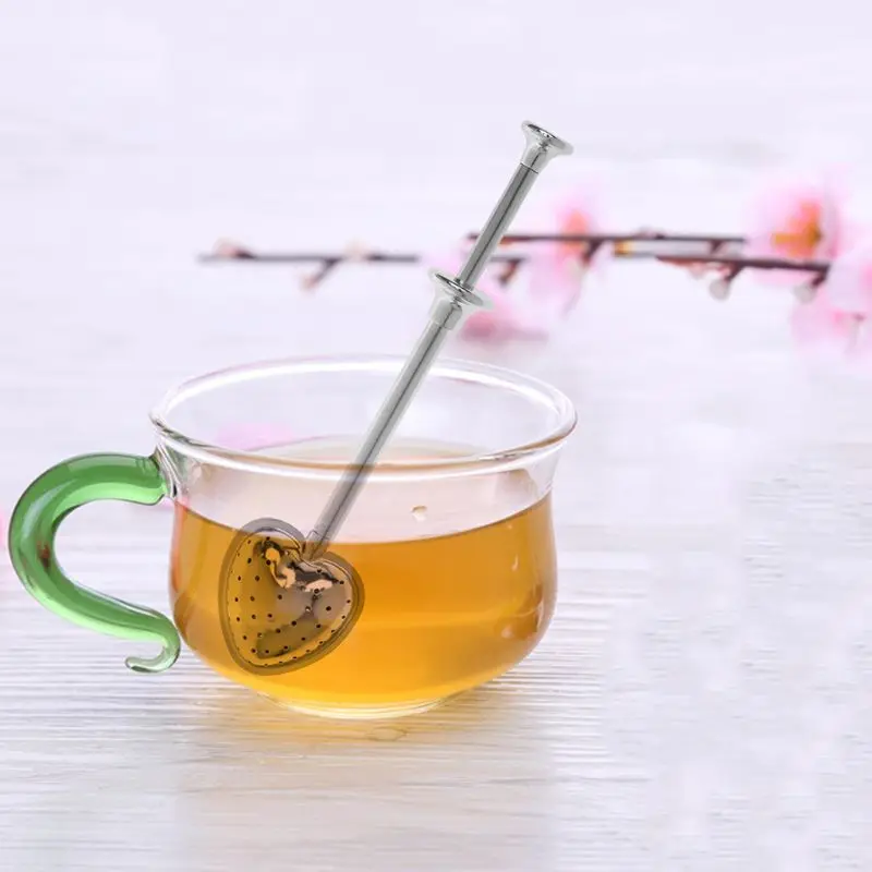 รูปหัวใจสแตนเลสชา Infuser ช้อนกรองกรองสมุนไพร Dropship