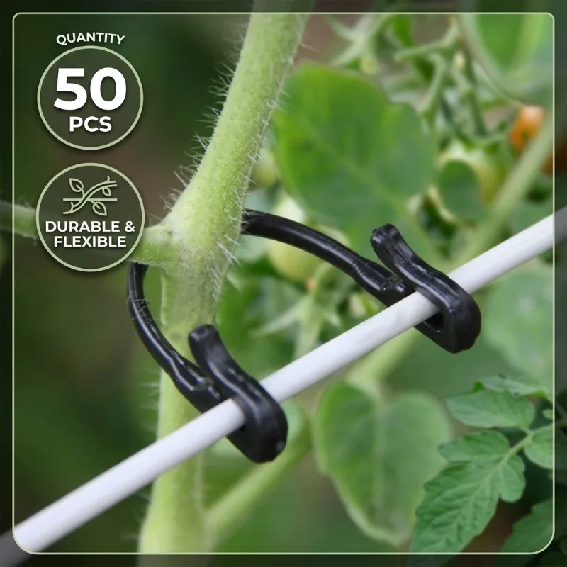 50Pcs Garden Vine Ties Grape Fixing Clips Reusable Plant Support Clamps Durable Plastic Bundling Tools for Vines Branches Stems