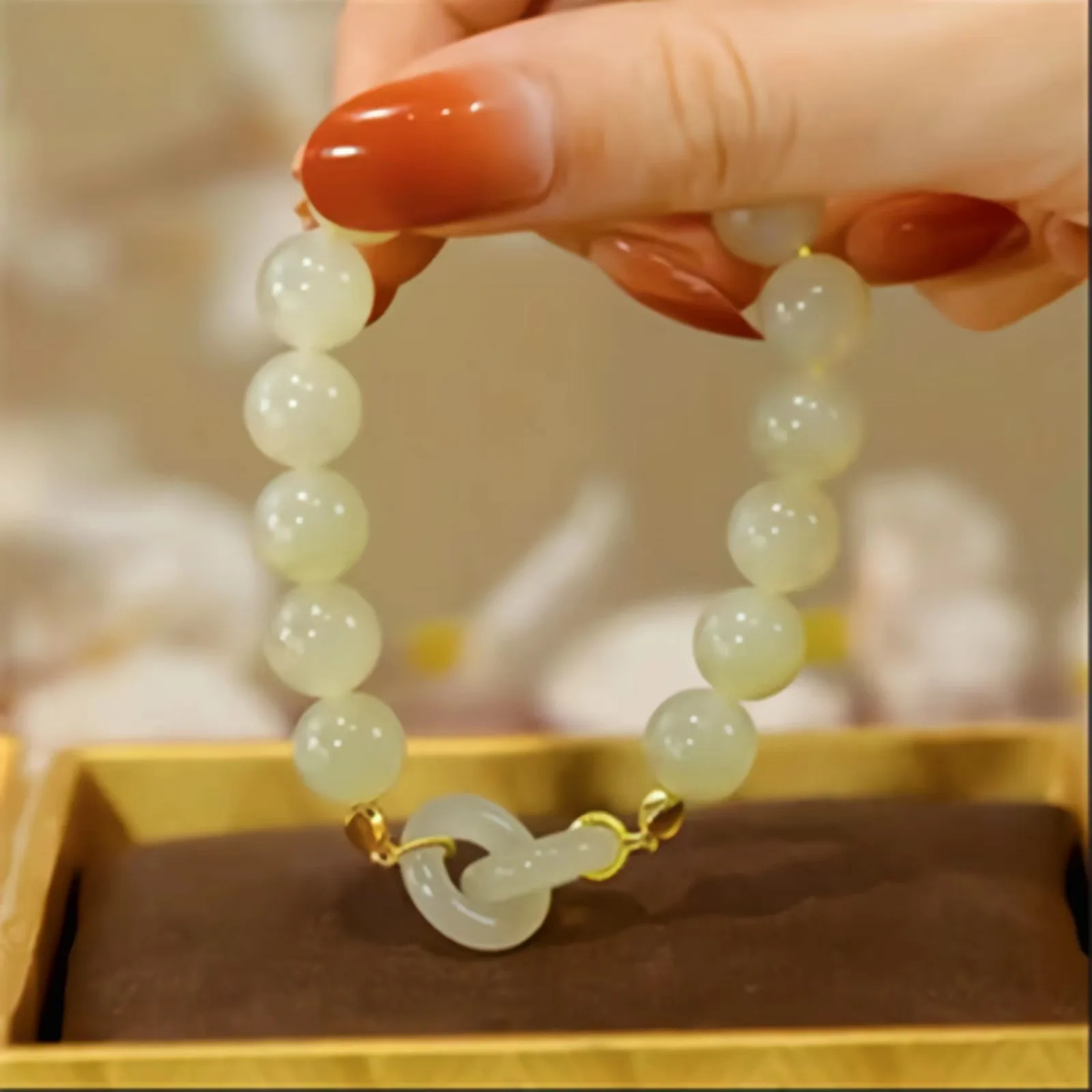 High Quality Fashion Natural Hetian Jade Bracelet For Women Headpiece bracelet Crystal Charm Bracelet beads Birthday Gift