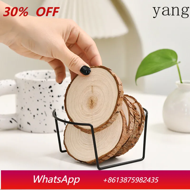 

CX retro wooden thermal insulation placemat woven anti-scalding plate solid wood dining table mat