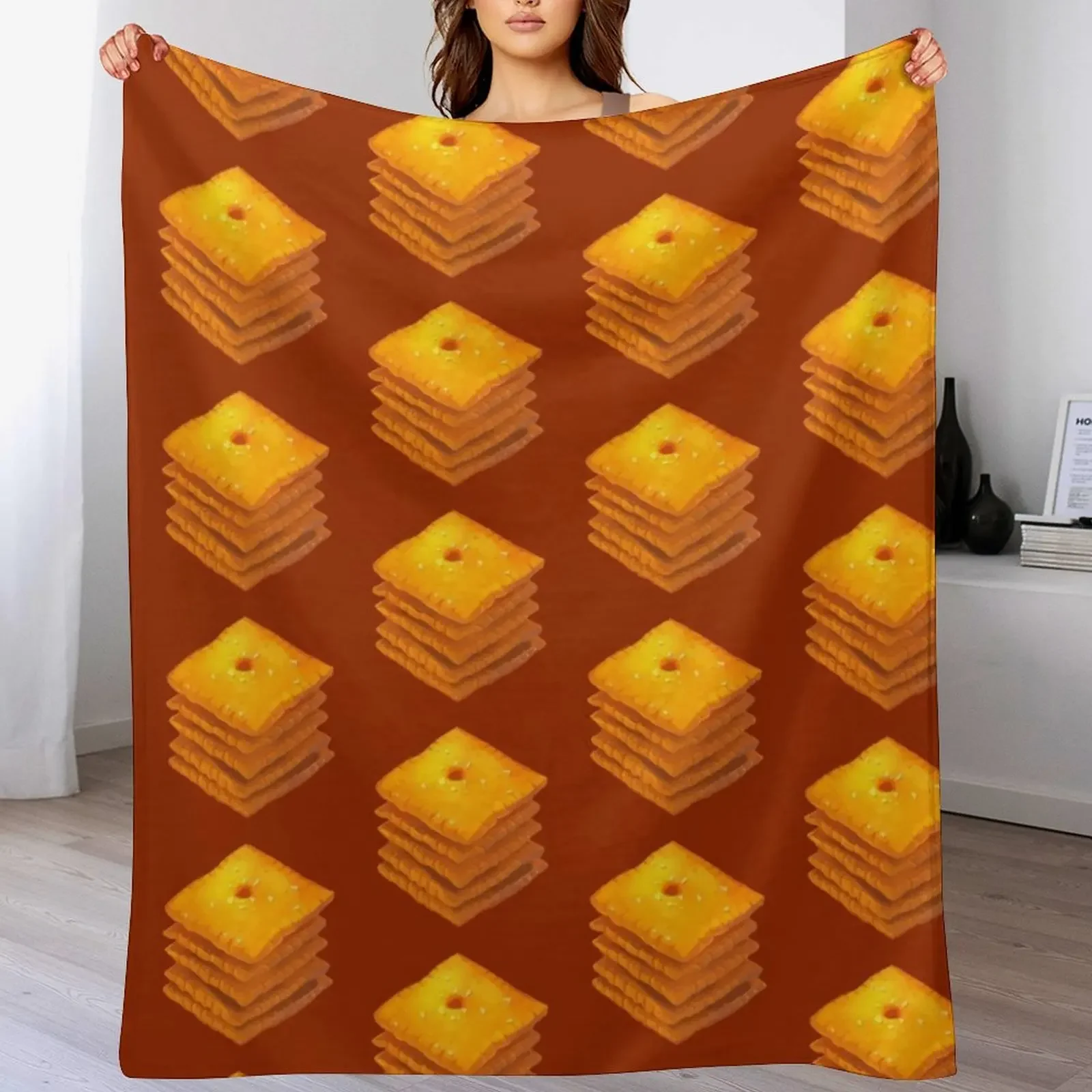 

Cheese Cracker Stack Throw Blanket Soft Solid Color Blanket for Couch Bed