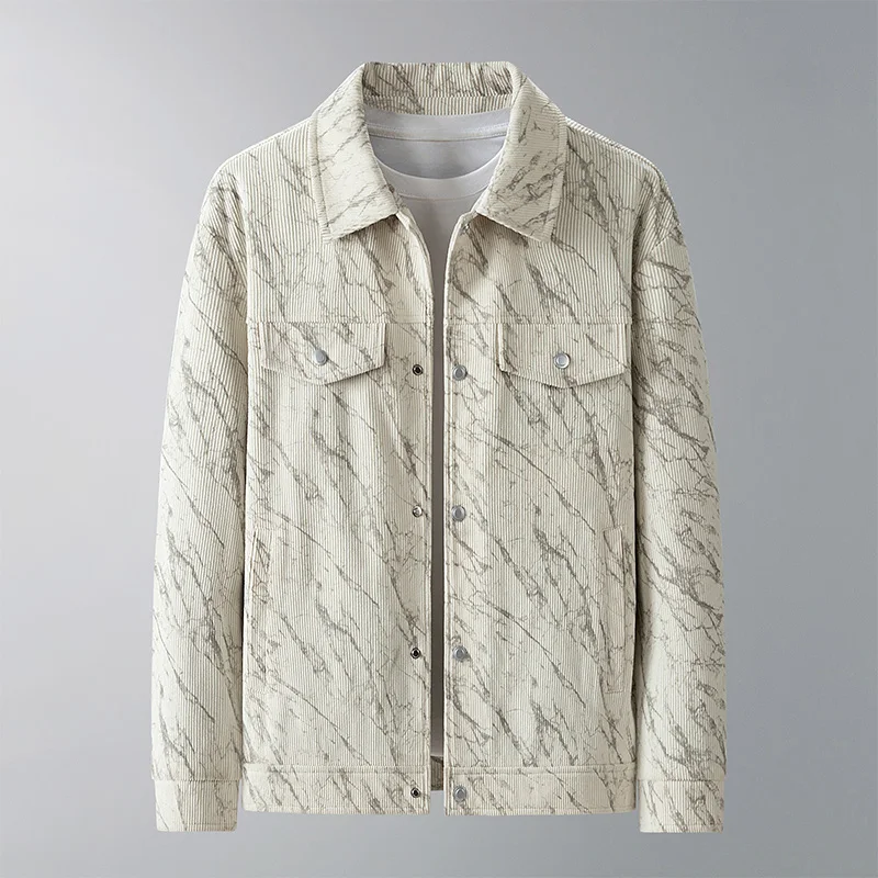 Spring Autumn Fashion Jacket for men Casual Patterned Men's Jacket Slim Fit Comfortable Casual Business Outerwear Lapel Coat