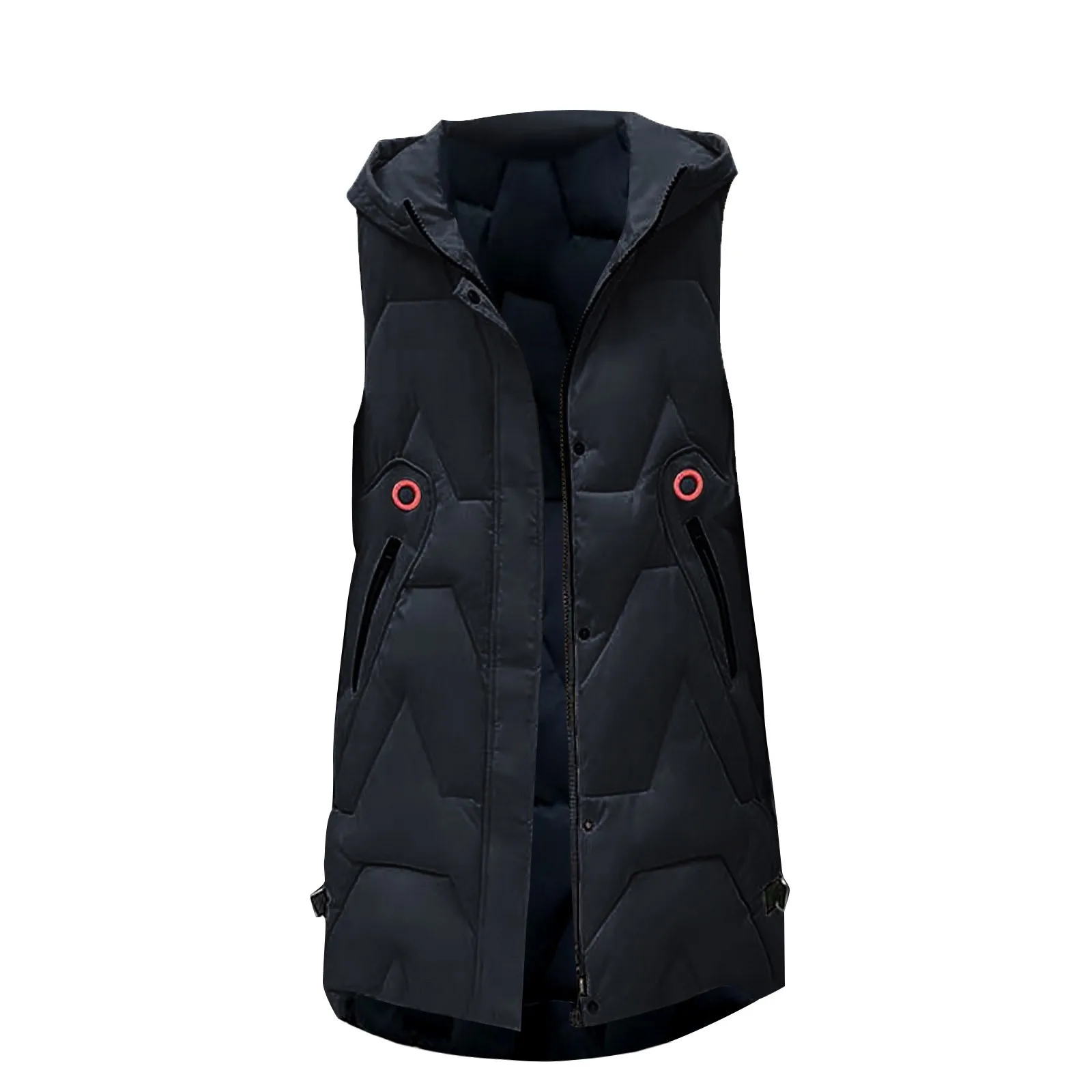 Dames Lange Warme Katoenen Vest Tops Bovenkleding Damesvest 2024 Nieuwe Mode Winterjassen Met Capuchon Verdikte Mouwloze Jas