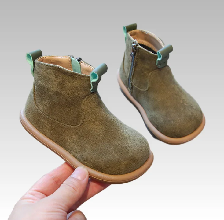 

Kids Purple Frosted Leather Horse Boots Autumn Winter Warm Casual Cotton Velvet Short Boots for Girls And Boys Size 21-30