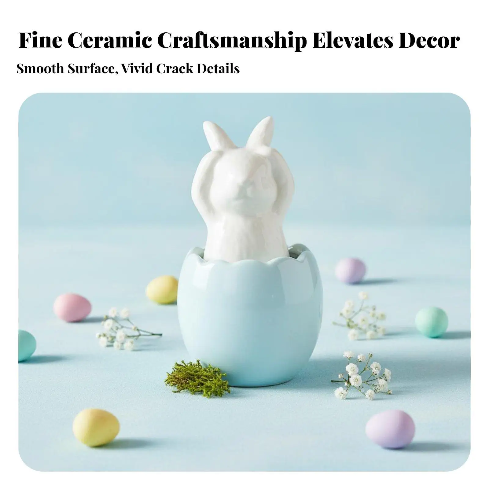 Bunny in Eggshell Statue Minimalist Design Hare in Egg Decoration Charming Easter Bunny Ornament for Collectors, Shelf, Desktop,