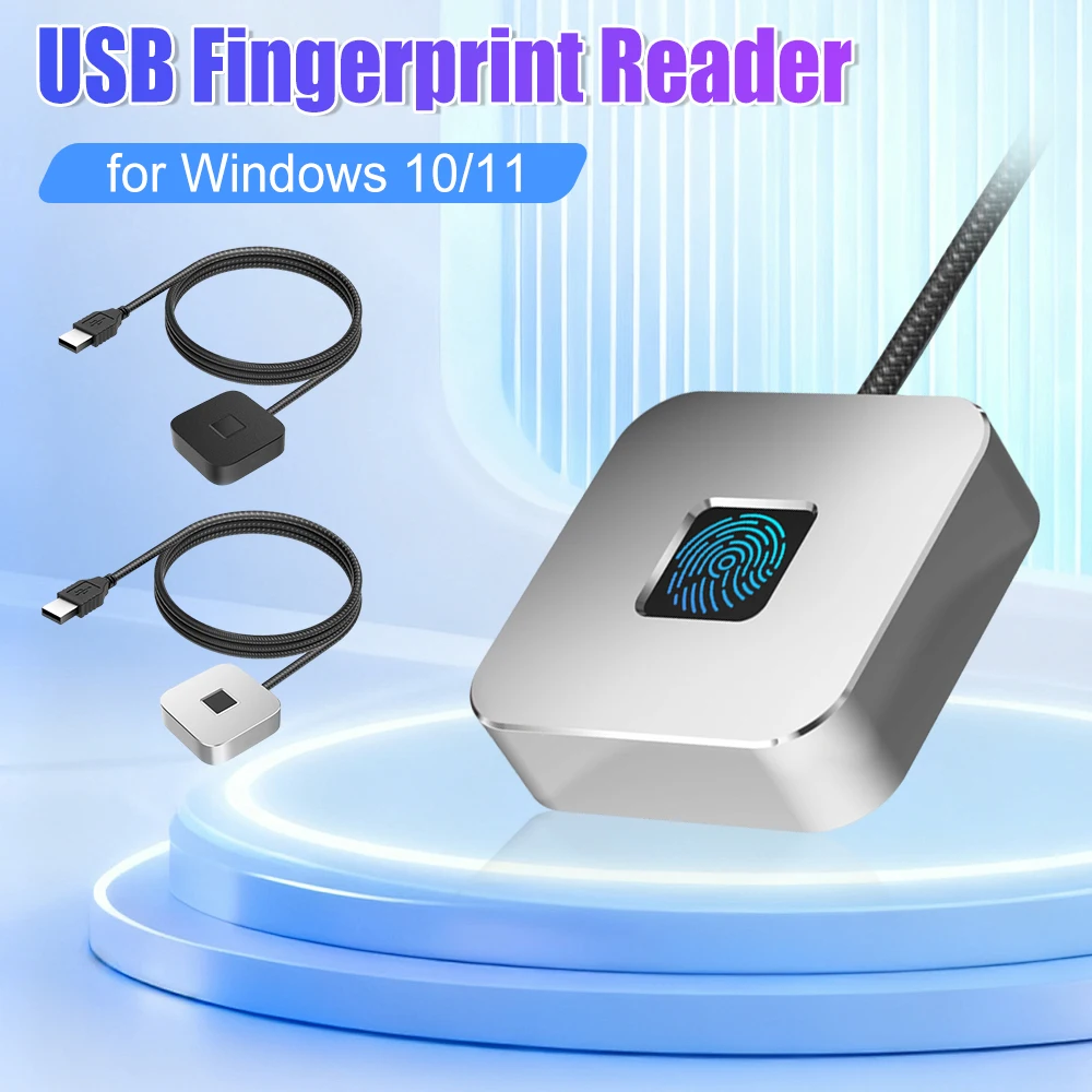 USB Fingerprint Reader with 5ft Cable Fingerprint Scanner For Windows Hello Portable Fingerprint Reader for Windows 11/10