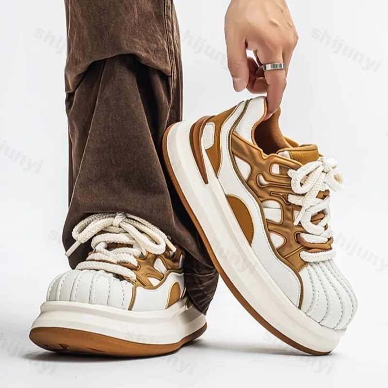 

Осень 2023, новая мужская повседневная спортивная обувь с низким берцем и толстой подошвой, модные универсальные удобные нескользящие массивные кроссовки