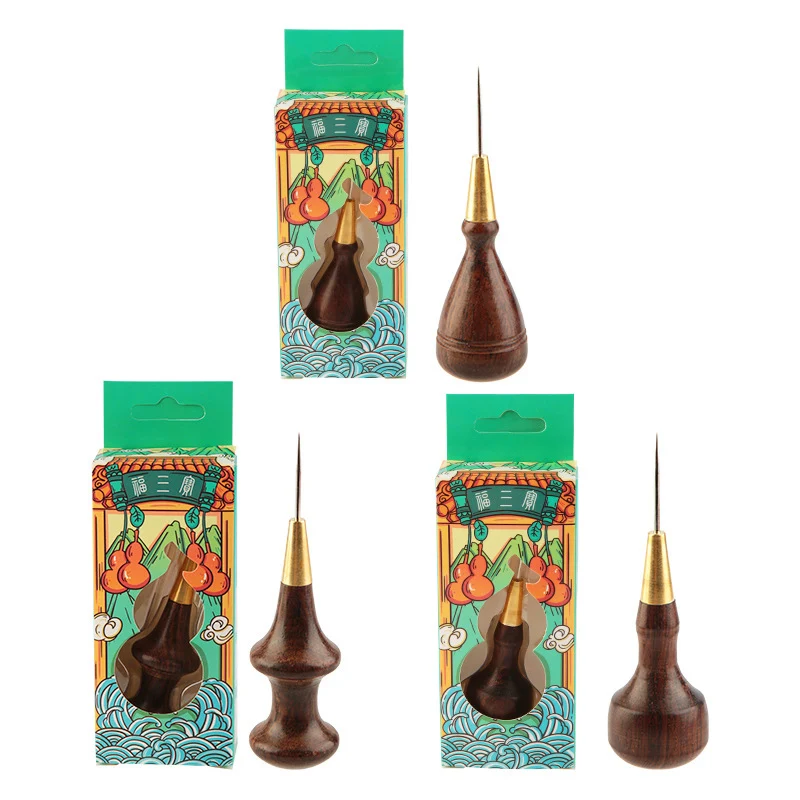 

1Pcs Wooden Handle Awls Leather Pricker Hole Punch Craft Repair Shoes Sewing Tip Awl DIY Hand Stitch Craft Tool