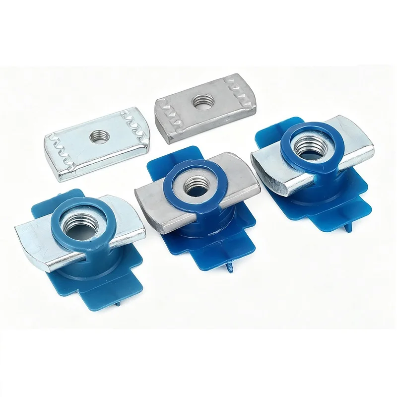 M6~M12 Zinc-plated/Hot-dip Galvanised/Dacromet Spring Nut Block Plastic Wing Nuts Pressing Block Rectangular