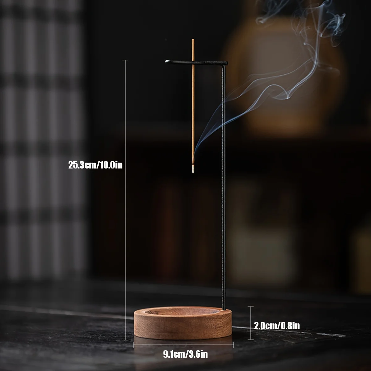 1pc Inverted Incense Holder with Incense Insertion Base Wooden Inverted Thread Incense Burner Reverse Flow Aromatherapy Pendant