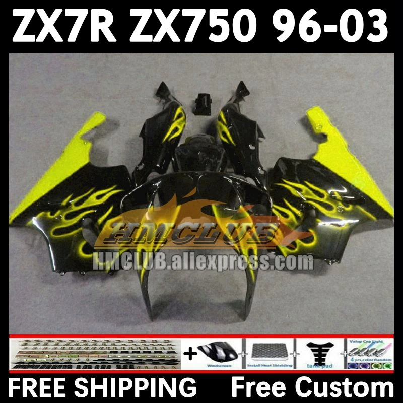 Body Kit For KAWASAKI NINJA ZX-7R ZX-750 1996 1997 1998 1999 161No.158 ZX light yellow 7R 750 7 R ZX750 ZX7R 00 01 02 03 Fairing