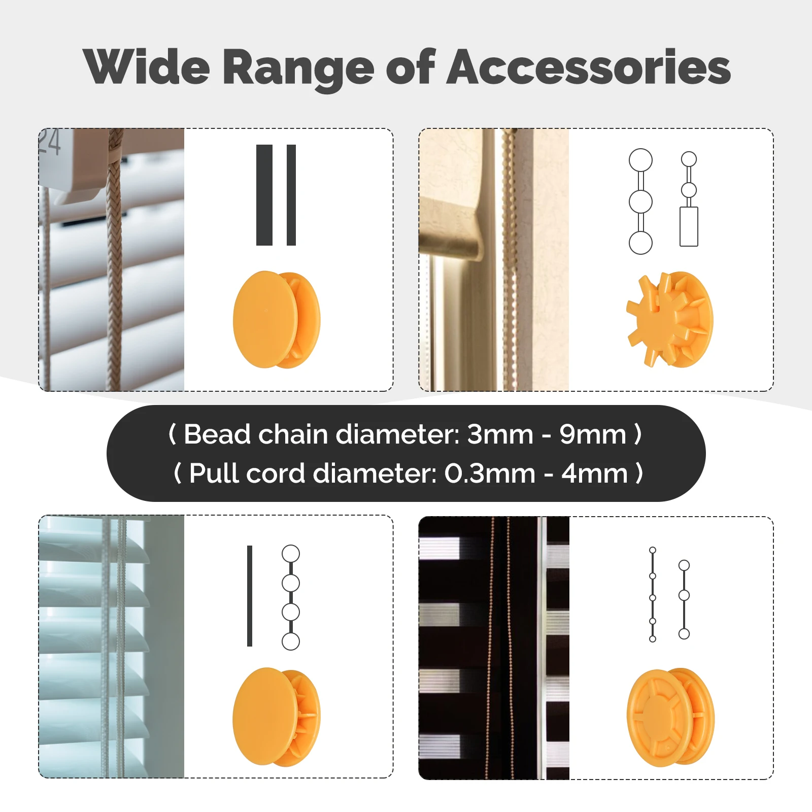 Interchangeable gears for roller blind chains and cords