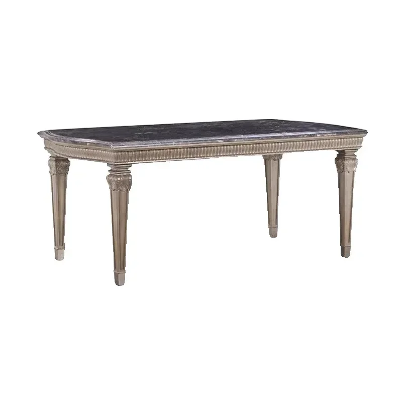 

Solid wood countertop parquet round dining table household light luxury series marble desktop villa dining table