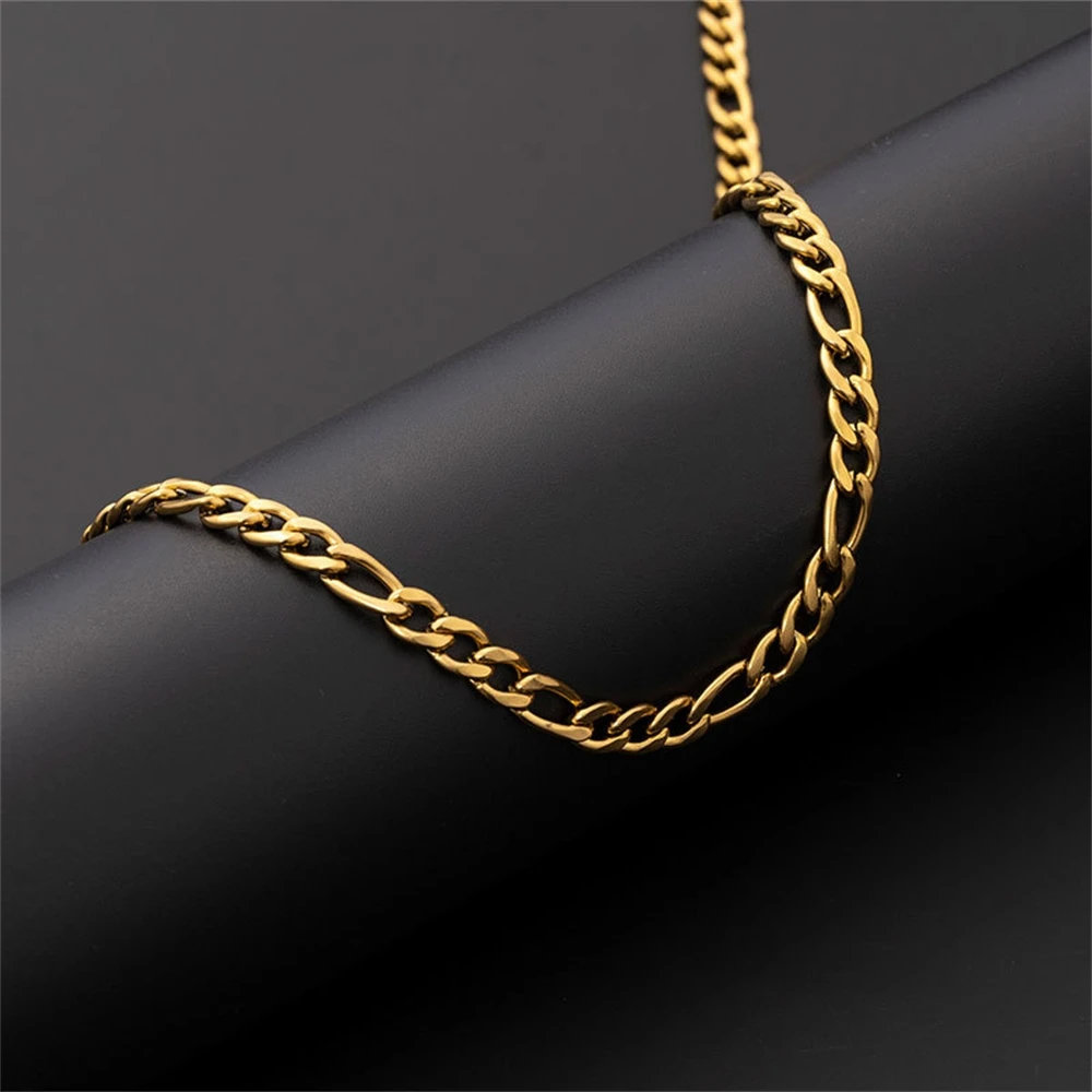 5 mm Edelstahl Figaro-Kettenhalskette für Männer, silberfarben, einfache Kettenhalskette für Frauen, Hip-Hop-Schmuck, Party-Accessoires – Detail 3