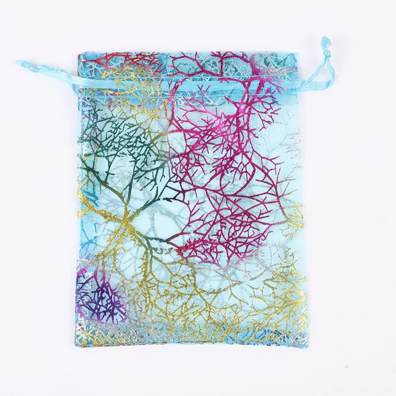 100pcs White Coral Drawstring Organza Bags 7x9 9x12 13x18 17x23 20x30cm for Wedding Jewelry Christmas Favor Gift Packaging