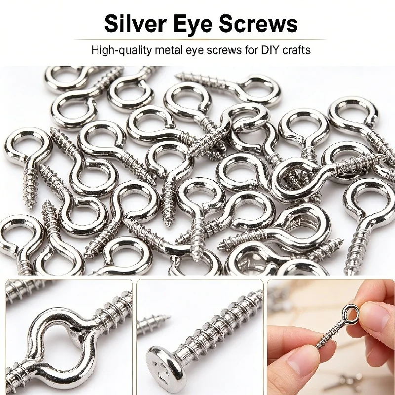 100PCS pcs/lot Stainless Steel Eyepin Keychain Hook Eye Pins Mini Screw Pendants DIY Threaded Pin Fitting DIY Jewelry Bracelet - Detail 1
