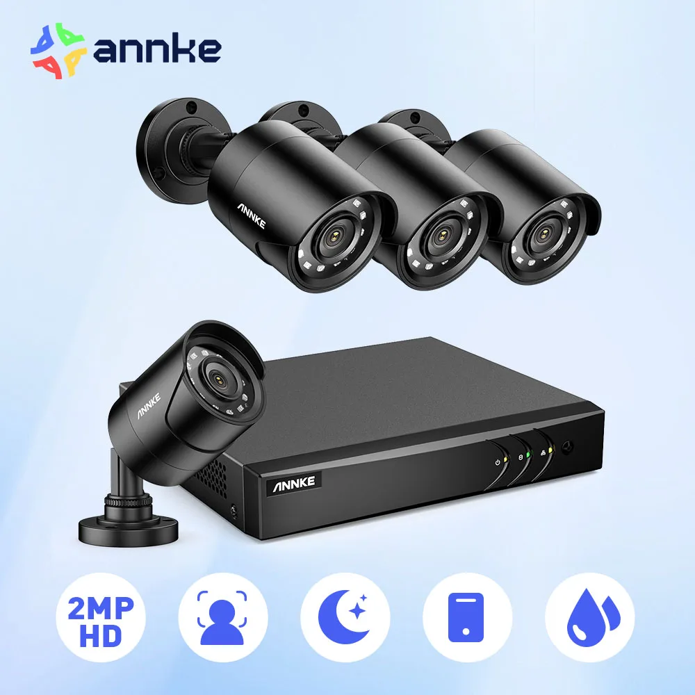 

ANNKE 8CH 5 в 1 5MP Lite DVR HD система видеонаблюдения H.265 + с 4 шт. всепогодных открытый 2 Мп камера безопасности