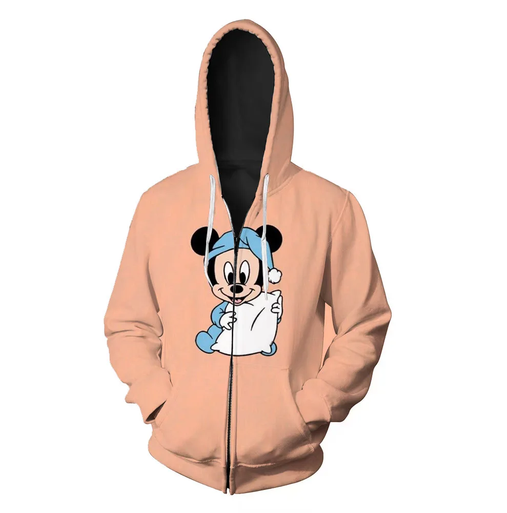 

New Fall Harajuku Street Men's Sweatshirt Disney Brand Stitch and Mickey Minnie Anime 3D Printed Fashion Casual Zip Hoodie Y2K