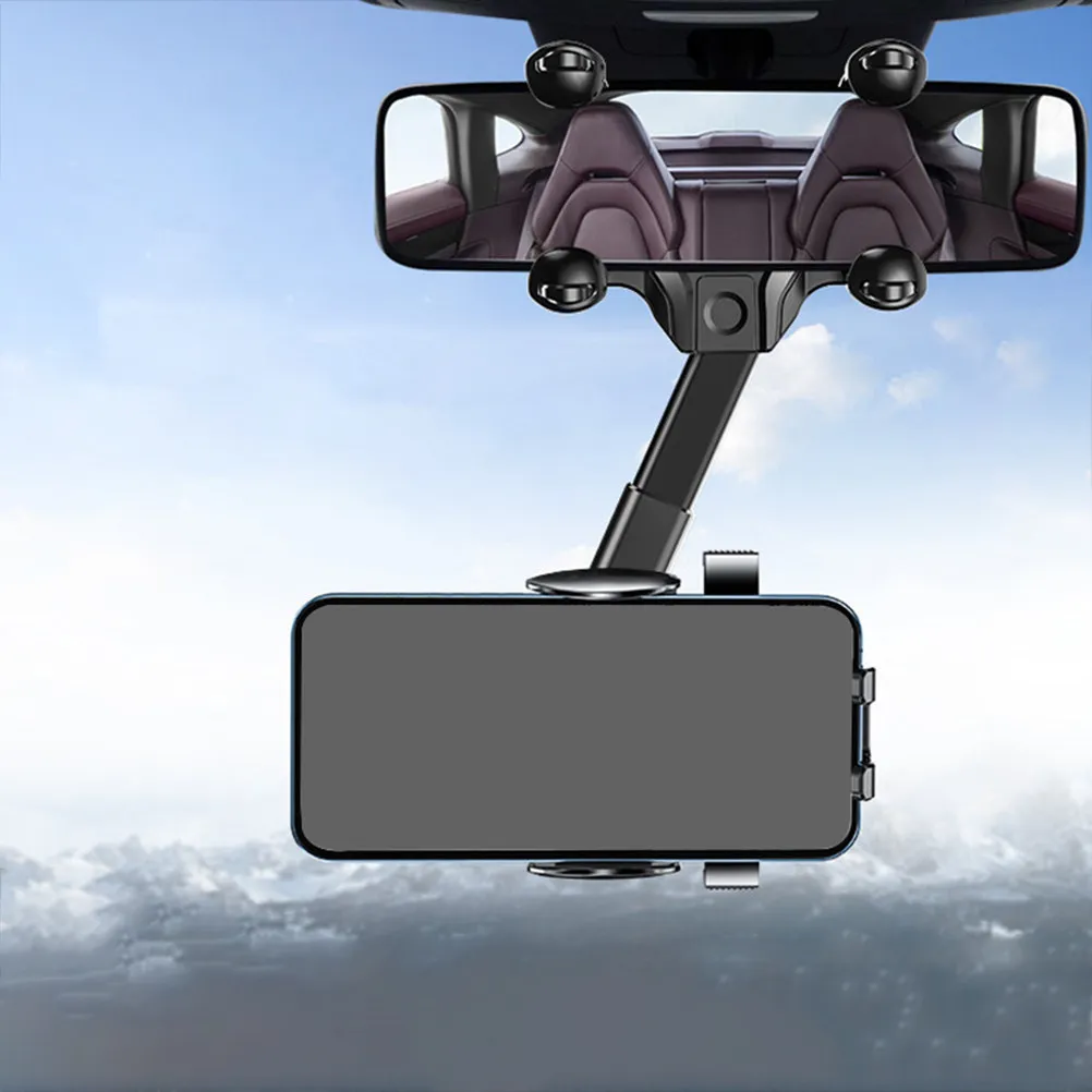 

Rear View Mirror Phone Mount Car Rearview Mirror Holder 360 Degree Rotatable GPS Navigator Rack for Safe Driving