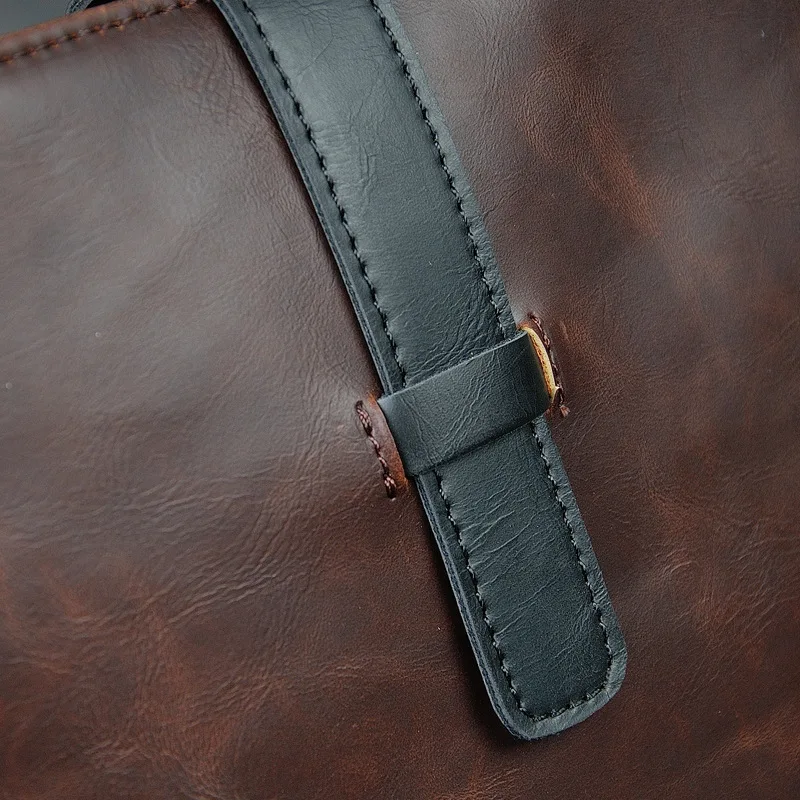 Modische Business-Aktentaschen Herren-Handtasche Crazy Horse Leder Henkeltasche Umhängetasche Luxus-Laptop-Tasche für Männer – Detail 10