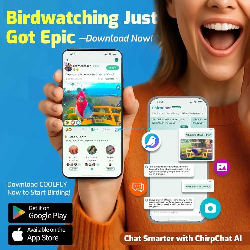 وحدة تغذية الطيور الذكية مع كاميرا، تعمل بالطاقة الشمسية، تحديد الذكاء الاصطناعي المجاني لالتقاط الفيديو التلقائي ومغذيات الطيور الفيديو بدقة 2K للأماكن الخارجية مع S #4