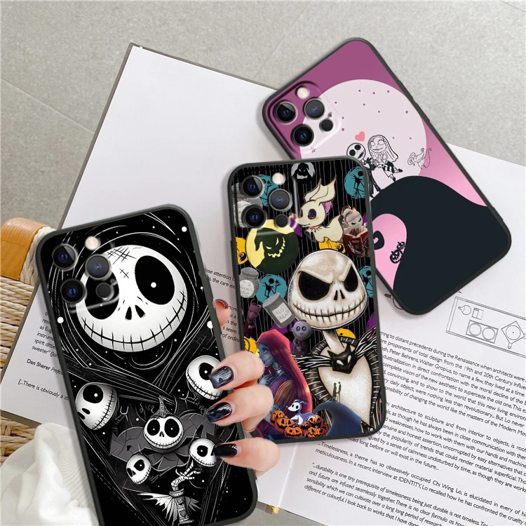 Skull Jack Dark Parody Cartoon For iPhone 15 14 13 12 11 XS XR X 8 7 SE Pro Max Plus Mini Black TPU Phone Case