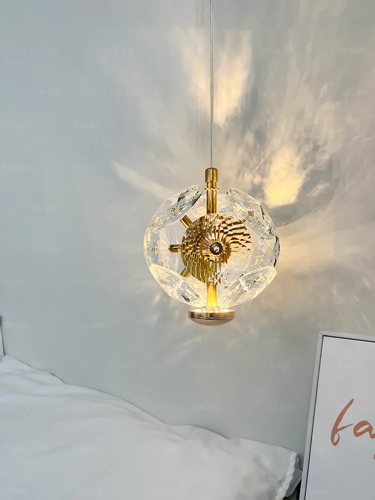 

French light luxury postmodern crystal chandelier designer atmospheric and beautiful bedroom bedside lamp