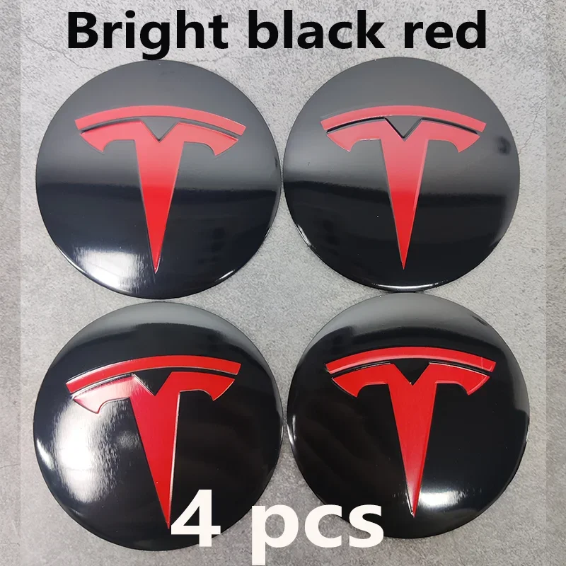 4 stuks 56mm Tesla wieldoppen logo stickers - waterdichte duurzame wielcentrum stickers voor Model 3/Y/S/X auto beschermende accessoires