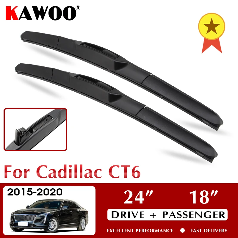 

KAWOO Wiper Front Car Wiper Blades For Cadillac CT6 2015-2020 Windshield Windscreen Front Window Accessories 24"+18" LHD RHD