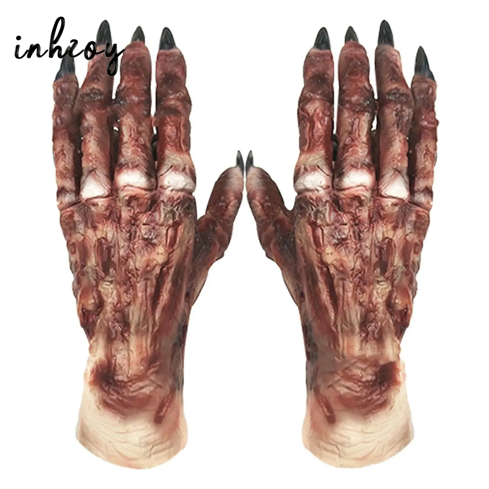 

1Pair Scary Demon Gloves Halloween Paw Mittens Cosplay Supply Ghost Hands Gloves Latex Horror Scary for Adults Kids Accessory