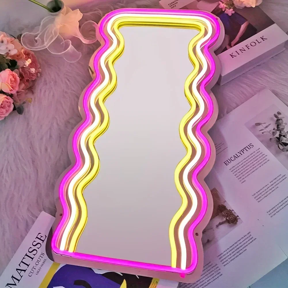 Irregular Mirror Neon Sign For Wall Decor LED Neon Lights For Home Bedroom Decor Neon Light Signs For Party KTV Bar Decor Gifts