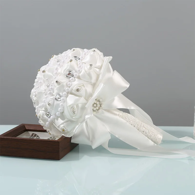 A handmade faux crystal rose bridal bouquet | Elegant sparkly wedding accessory - the perfect romantic celebration souvenir
