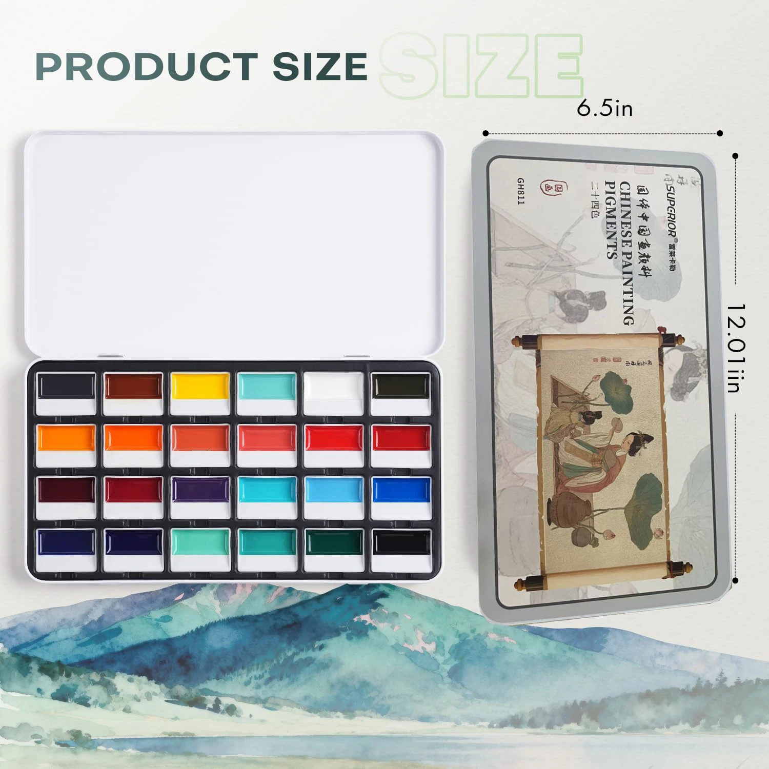 24-Color Opaque Semi-Solid Watercolor Paint Set, Vivid Earthy Colors Bright Professional Art Supplies for Artists Beginner