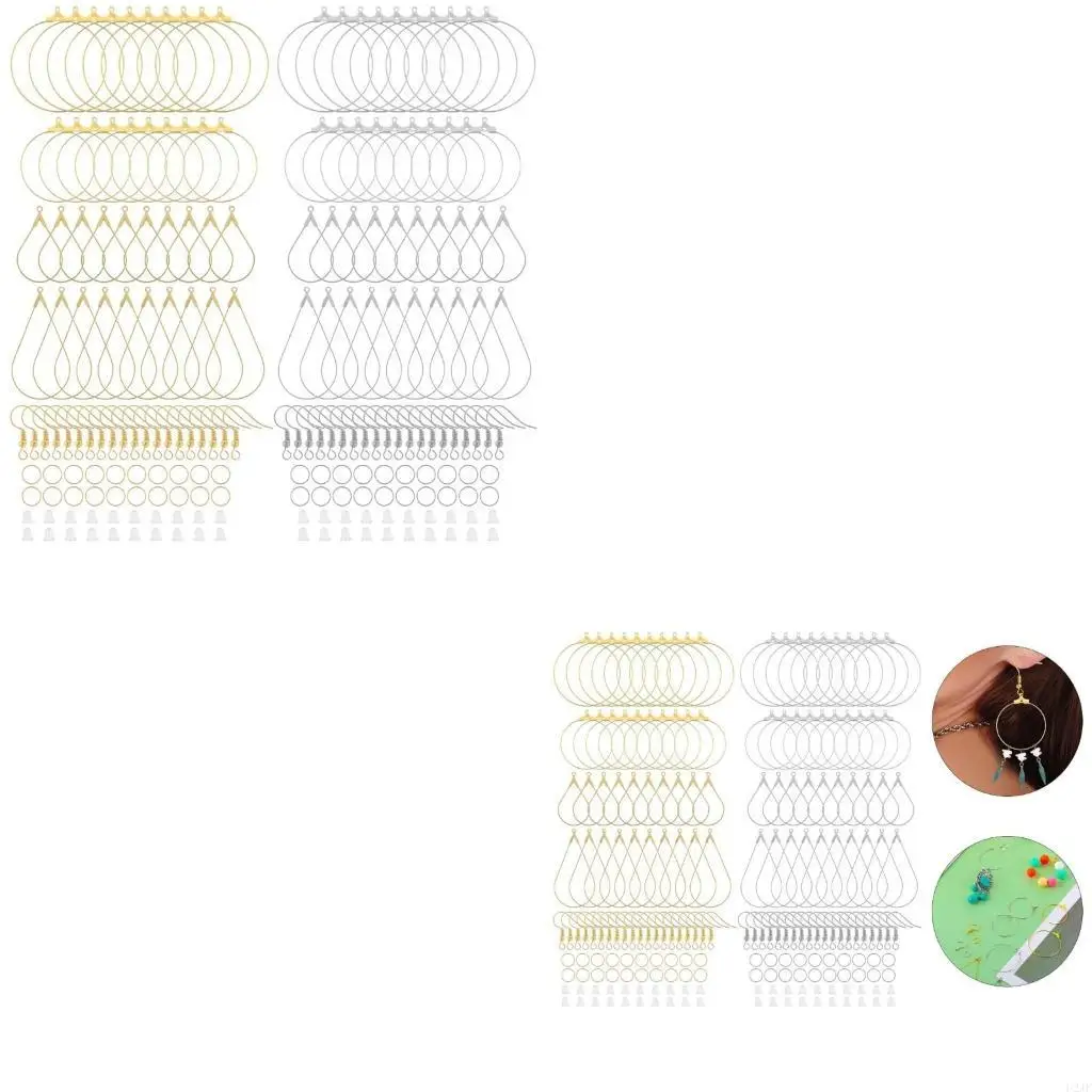 Complete Earring Crafting Set Golden Silver Hoops Drops for Custom Jewelry DIY