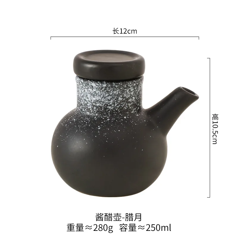 Ceramic Oil Vinegar Bottle Japanese Style Sauce Dispenser With Lid Kitchen Condiment Storage Pot For Restaurant Home