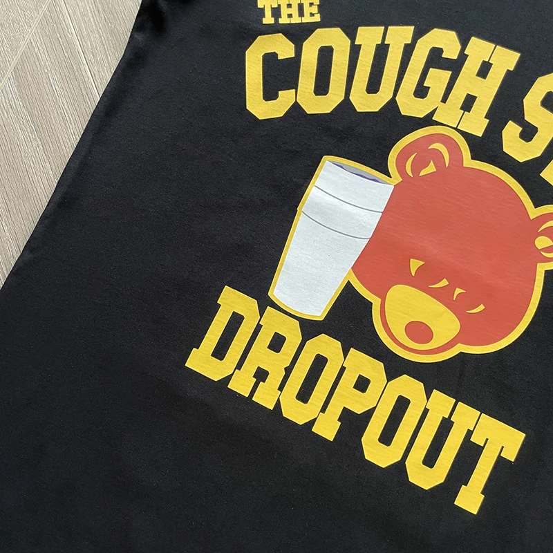 الدب الكبير رئيس طباعة هذا مجموعة رهيبة من شراب السعال تي شيرت الرجال النساء أسود أزرق القطن عالية الجودة قصيرة الأكمام فضفاضة القمم #4