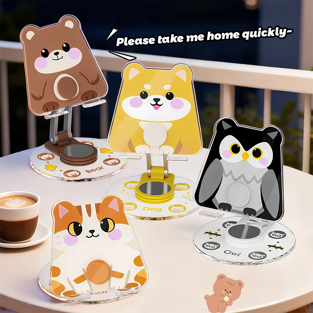 Cute Phone Stand Folding Mobile Phone Tablet Brackets For Desktop Cartoon Animal Durable Stand For Recording Video Charger