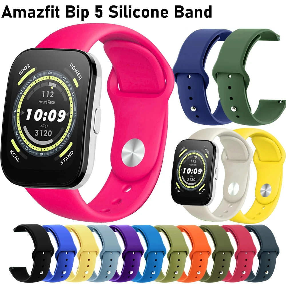 22Mm Siliconen Bip 5 Band Voor Amazfit Bip 5 Band Vervangende Smaerwatch Polsband Zachte Armband Horlogeband Amazfit Bip5