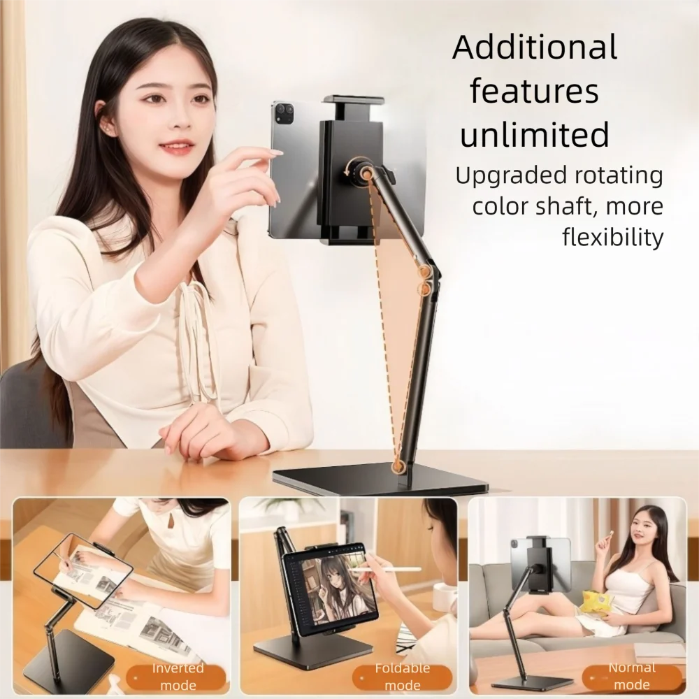 Foldable Tablet Stand Adjustable 360° Rotation Lazy Viewing Stand Anti-slip Base Desktop Live Streaming Holder